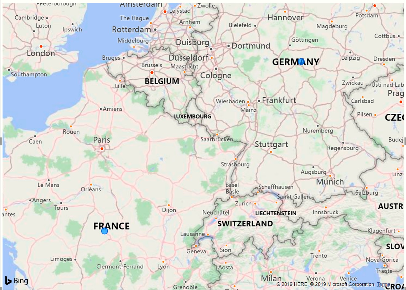 Power BI Map showing results